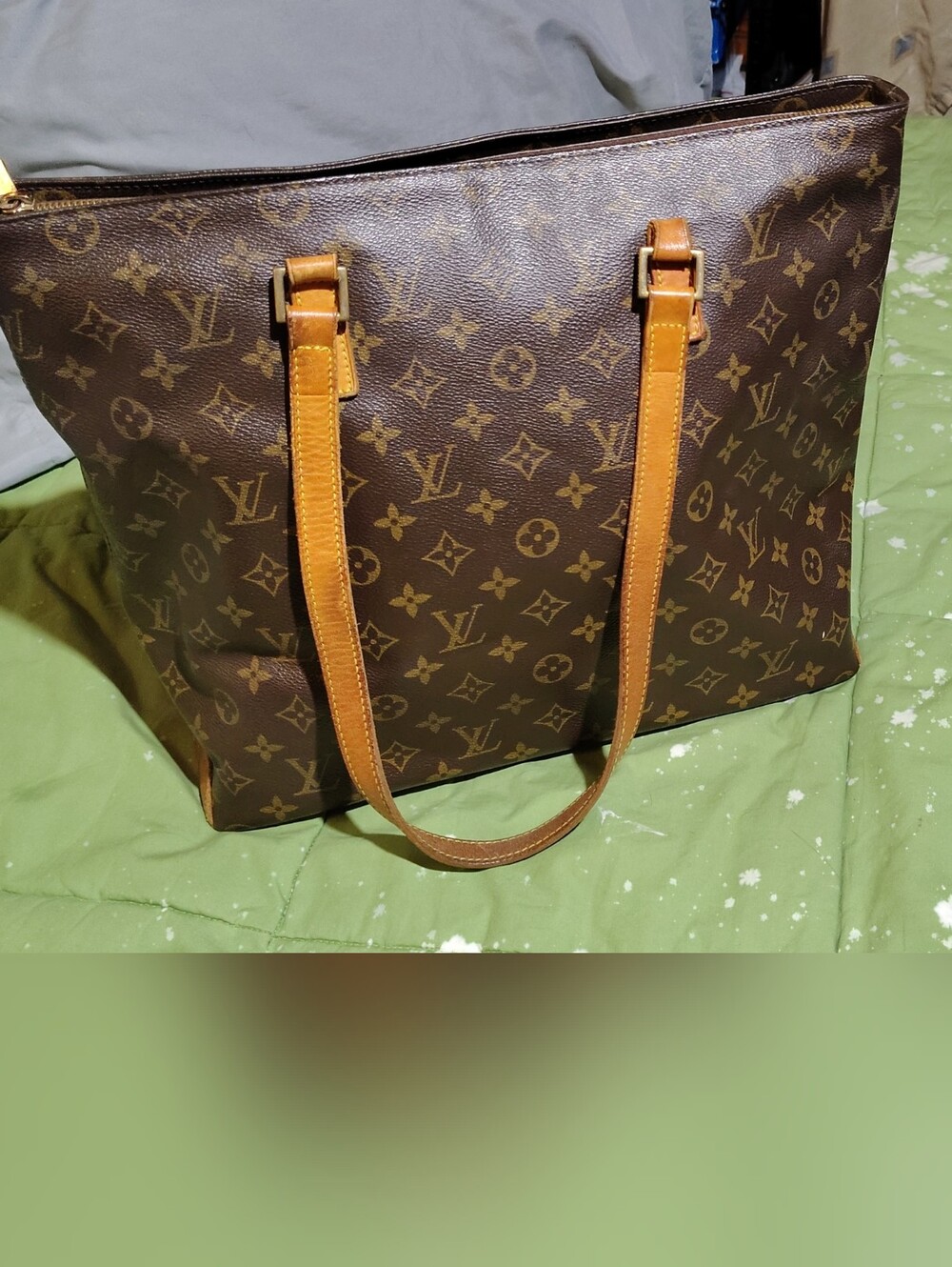 Louis Vuitton Monogram Canvas Mezzo Tote Bag in Brown with Tan Straps
